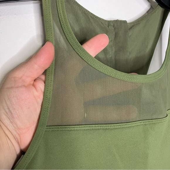 ZYIA active all star bra zip up back mesh olive green women’s size large - Picture 4 of 9